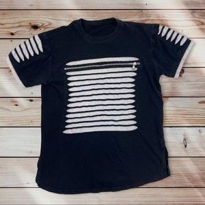 Black and White Striped Men's Shirt